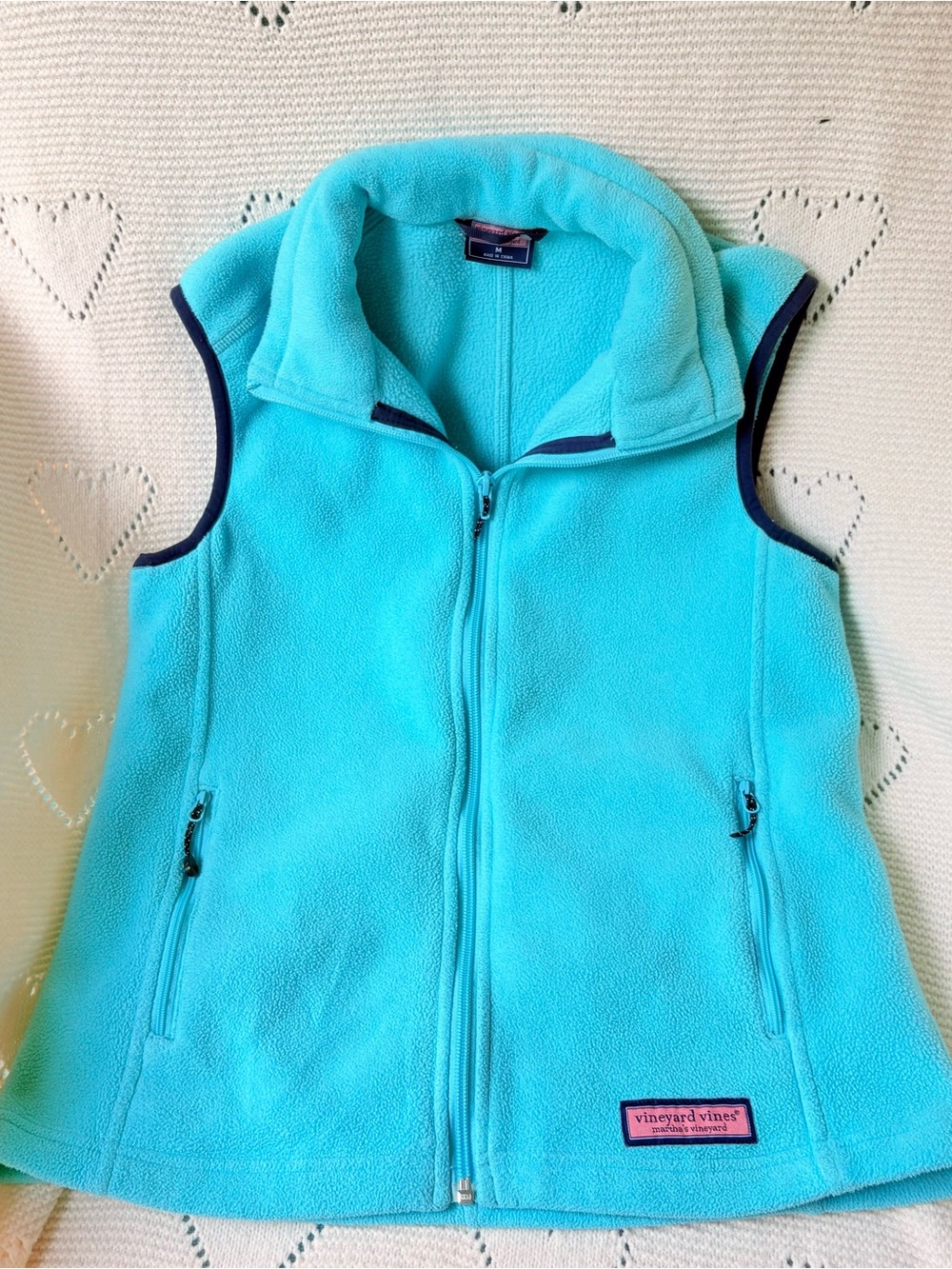 Vineyard Vines Light Aqua Fleece Zip Vest